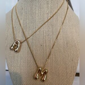 Anthropologie x Serefina bubble initial monogram initial gold necklace “A” or ‘K